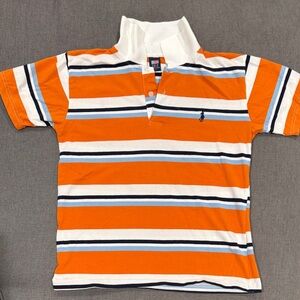 Ralph Lauren Kids Orange, White & Blue Striped Polo